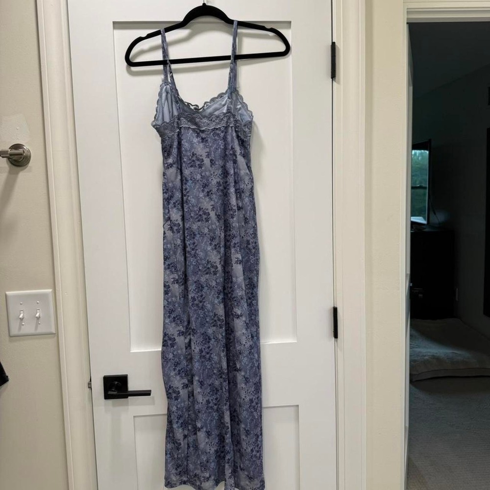 No Boundaries blue floral maxi slip dress in size S